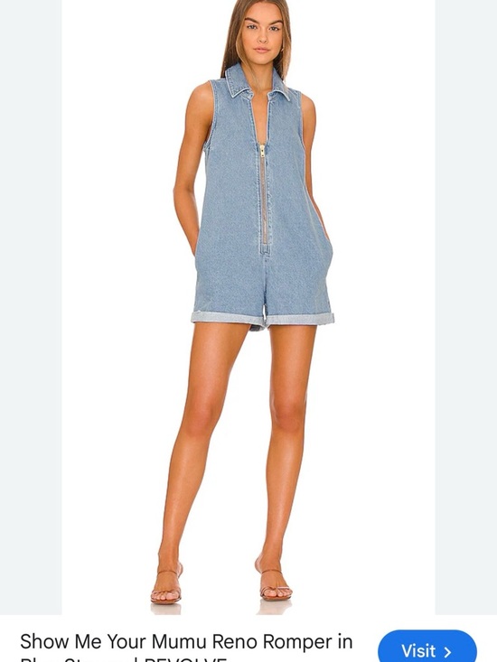 Show Me Your MuMu Pants - Show Me Your MuMu Light Blue Denim Zip-Front Romper